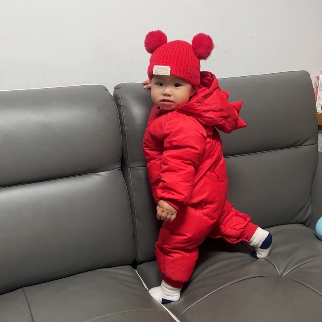 微瑕品不售后介意勿拍轻微污渍或剐蹭破损或绣花瑕疵羽绒连体衣06