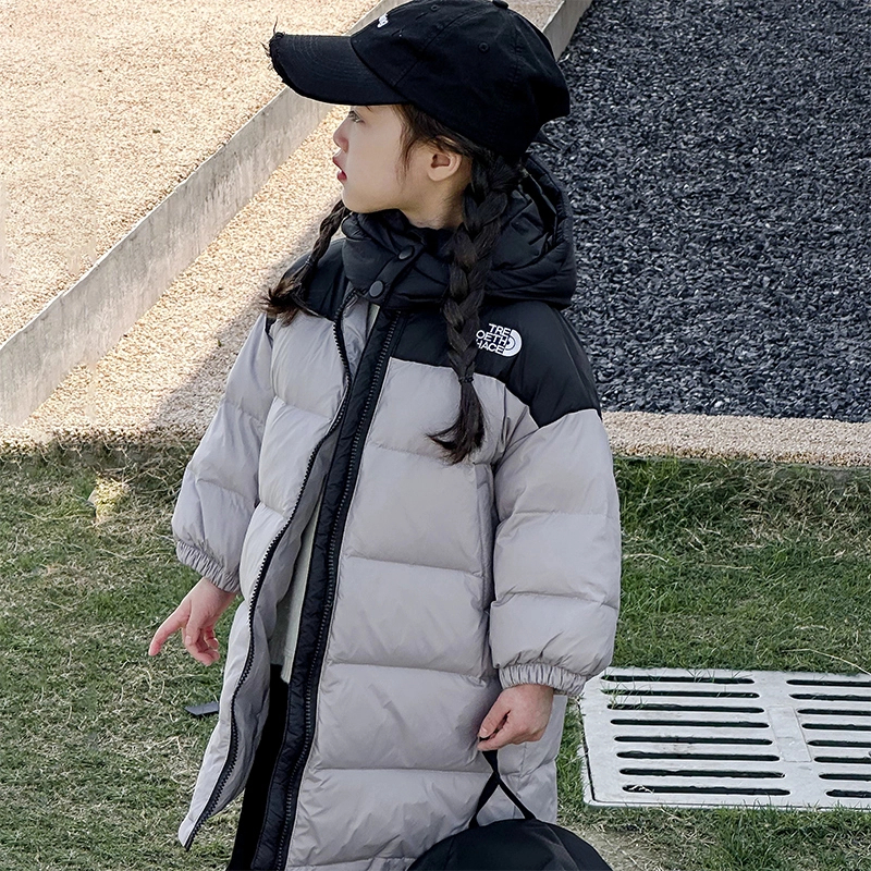 RR-2025羽绒服中长款男女童白鸭绒冬装儿童中大童过膝加厚外套潮