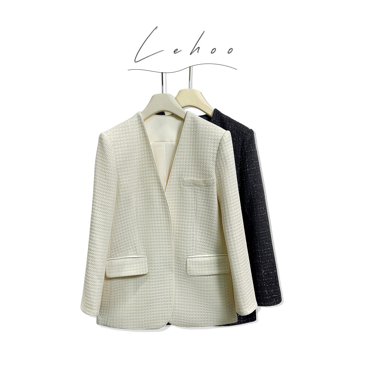 Lehoo|【小香风细闪西装外套】新款轻奢气质细闪V领西装外套