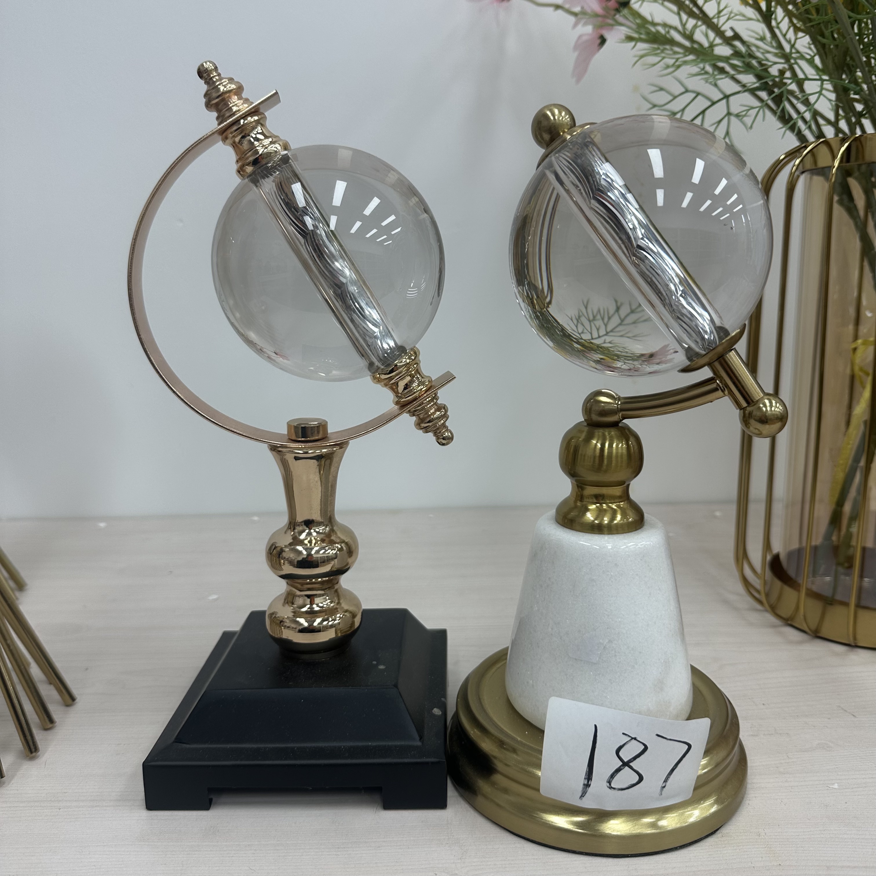 187【轻奢北欧地球仪】长13宽13高30cm（孤品竞拍摆件）