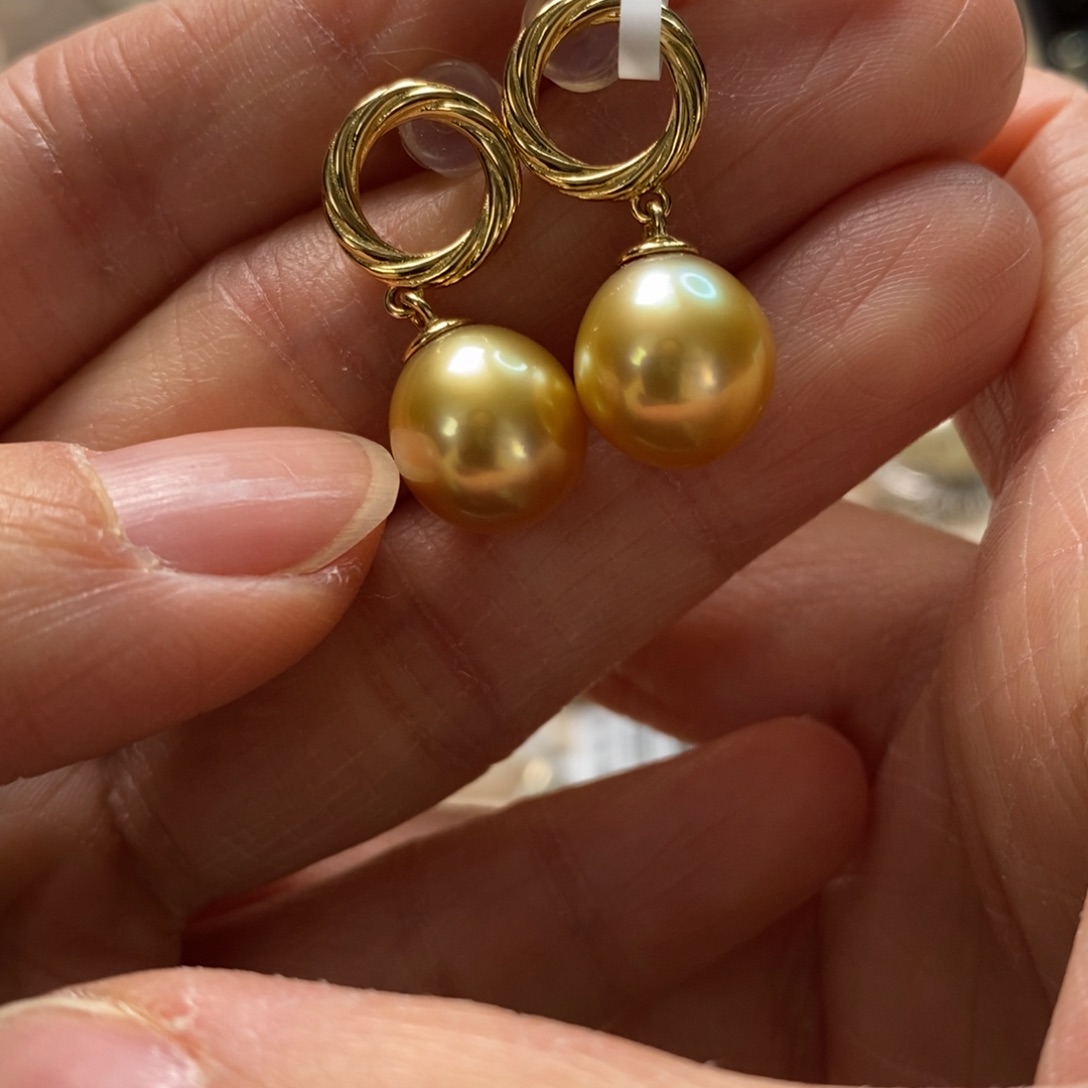 海水珍珠耳饰银S925镶嵌