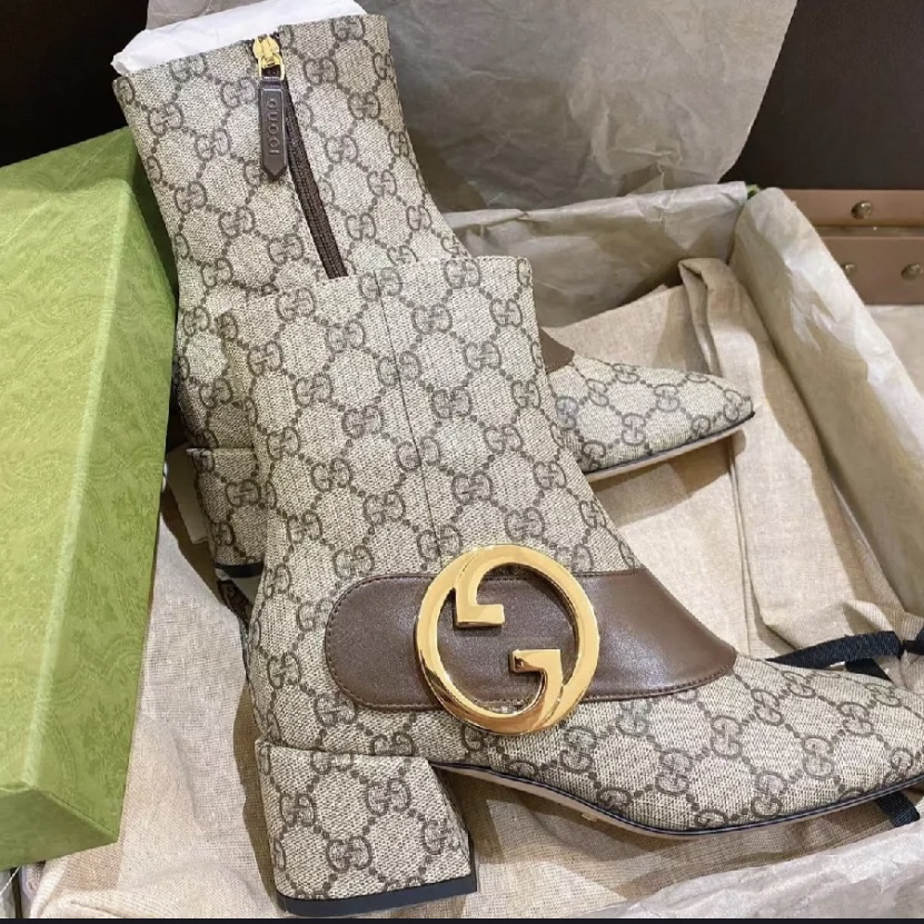 未使用 GUCCI/古驰 2591615全新老花双g 靴子微暇