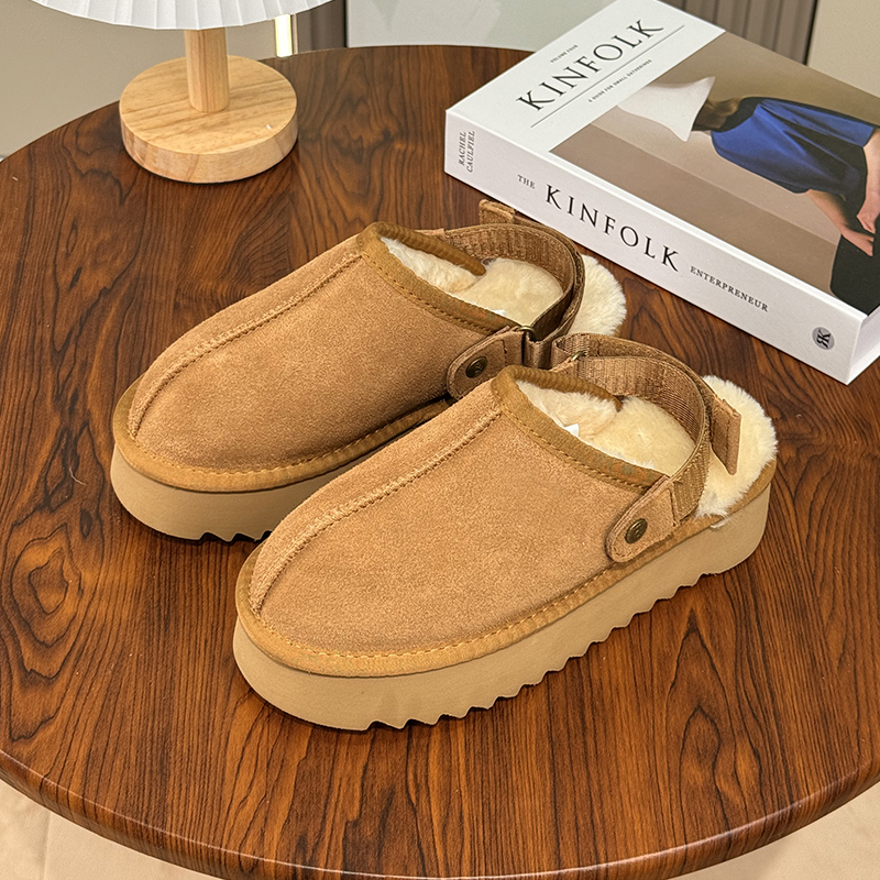 【克罗格】仙女风包头款包头拖保暖半拖厚底百搭