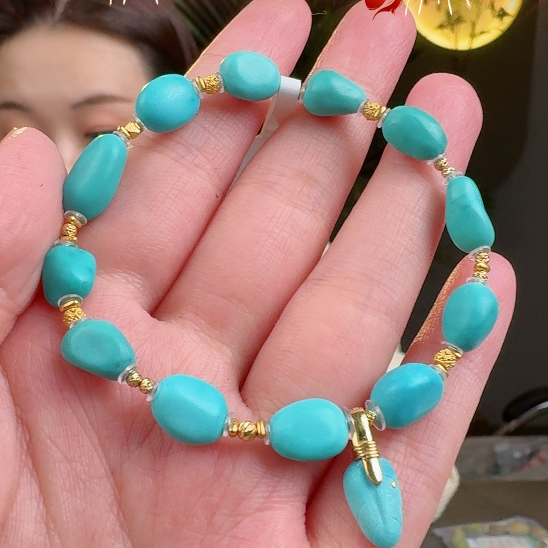 绿松石珠宝奇石18K金镶嵌