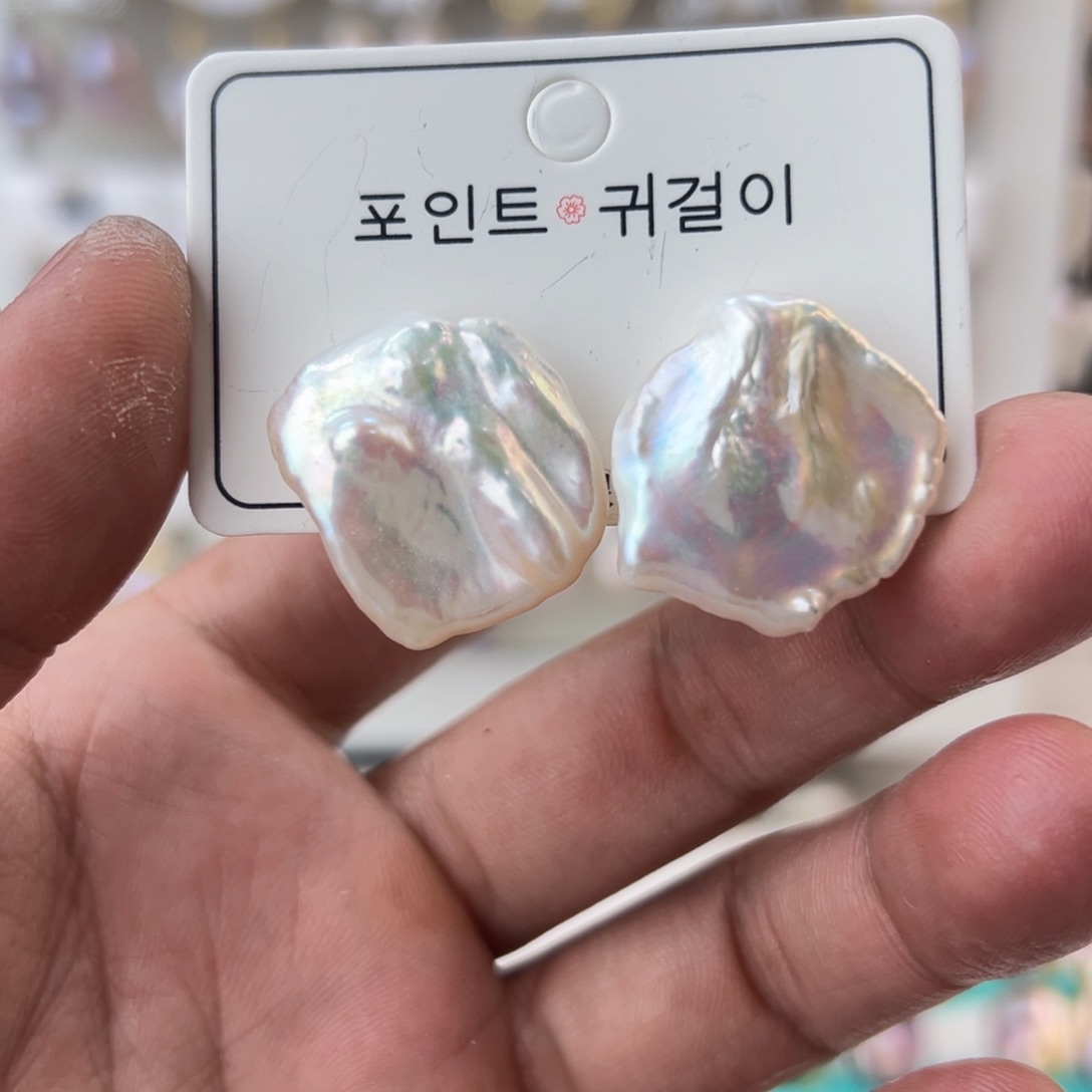 淡水珍珠耳饰银S925镶嵌