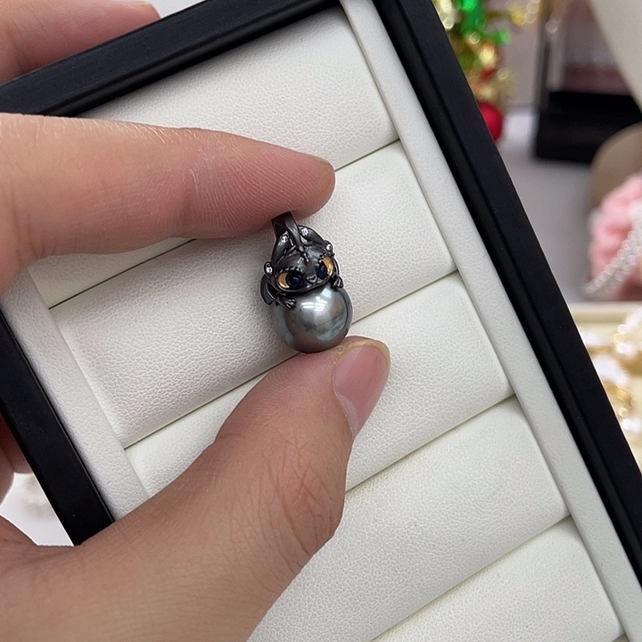 银S925镶嵌海水珍珠吊坠(不含链)