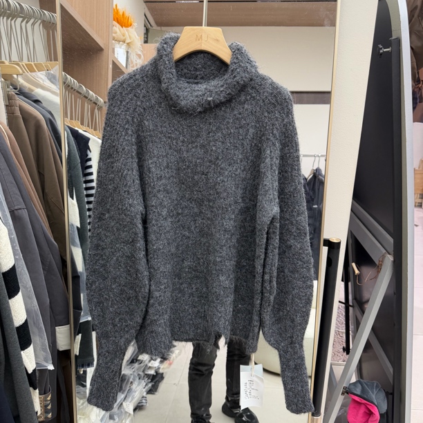 秋冬新款宽松高领套头针织毛衣