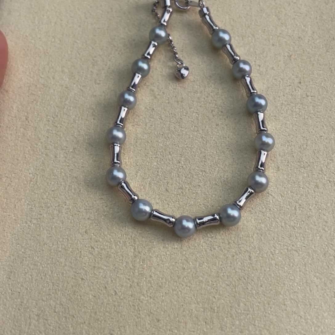 海水珍珠银S925镶嵌手链