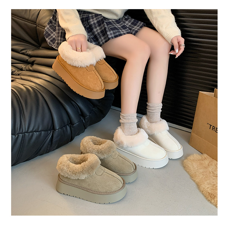 【黎黎家】2025厚底加绒复古雪地靴棉鞋女鞋时尚休闲短筒一脚蹬
