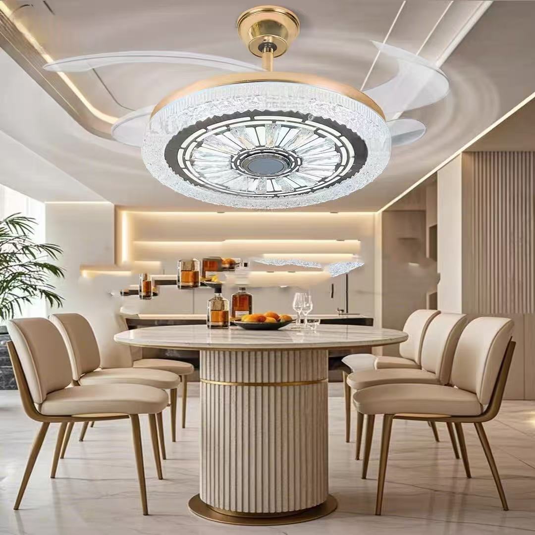 Z-新款轻奢音响隐形风扇灯家用一体餐吊灯卧室灯简约大气带遥控