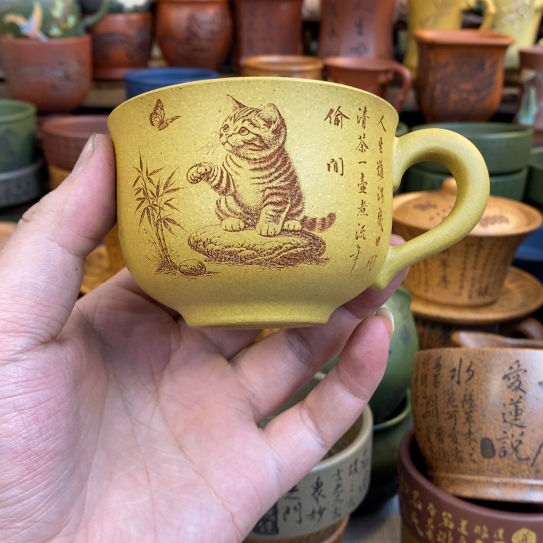 紫砂杯子宜兴全手工紫砂杯