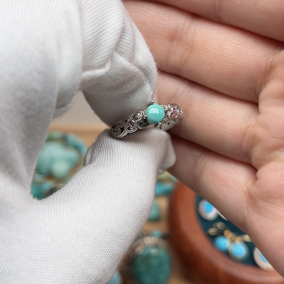 绿松石珠宝奇石银S925镶嵌