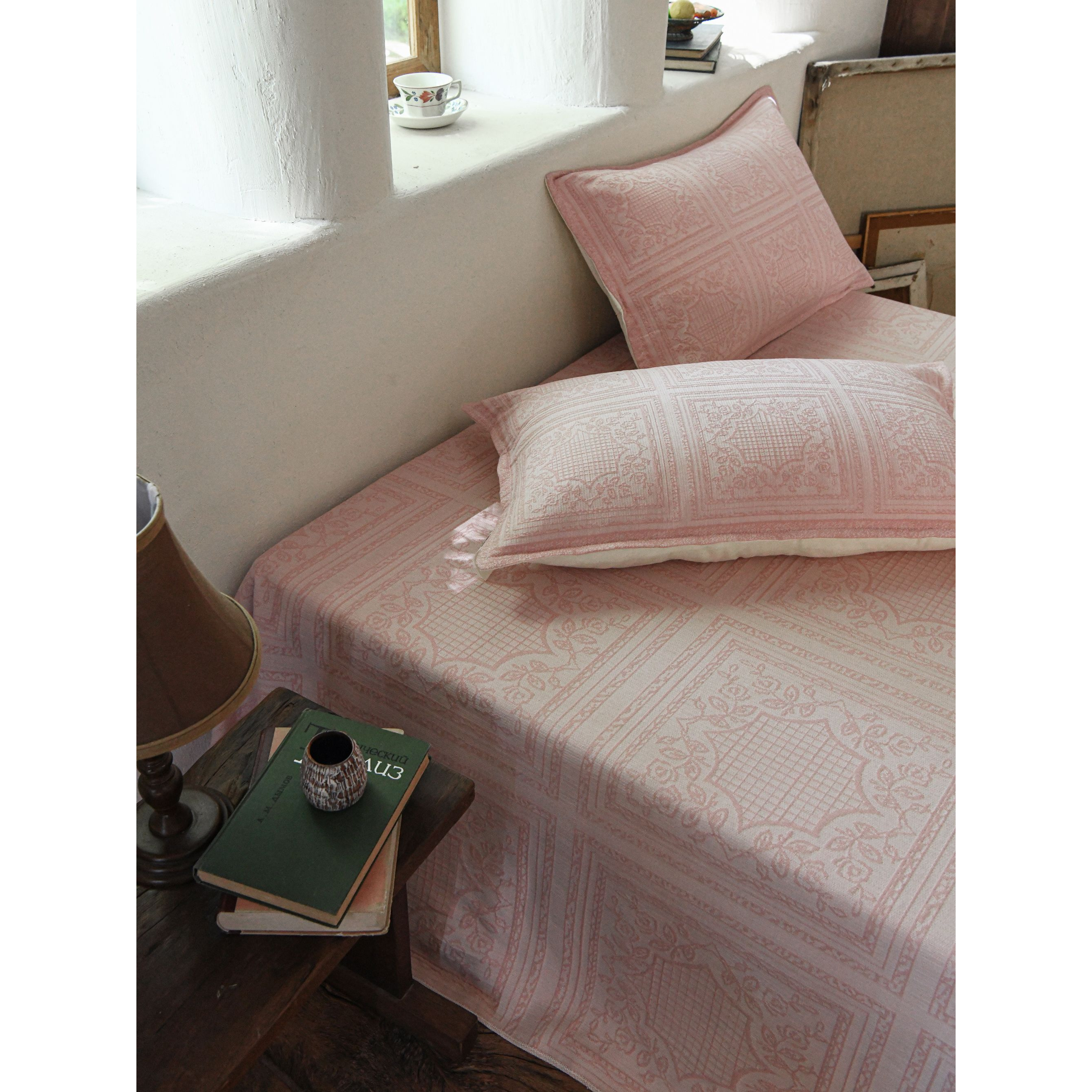 【枕套波罗迪亚粉枕套】 枕套纽扣装柔软透气吸汗防滑一对装