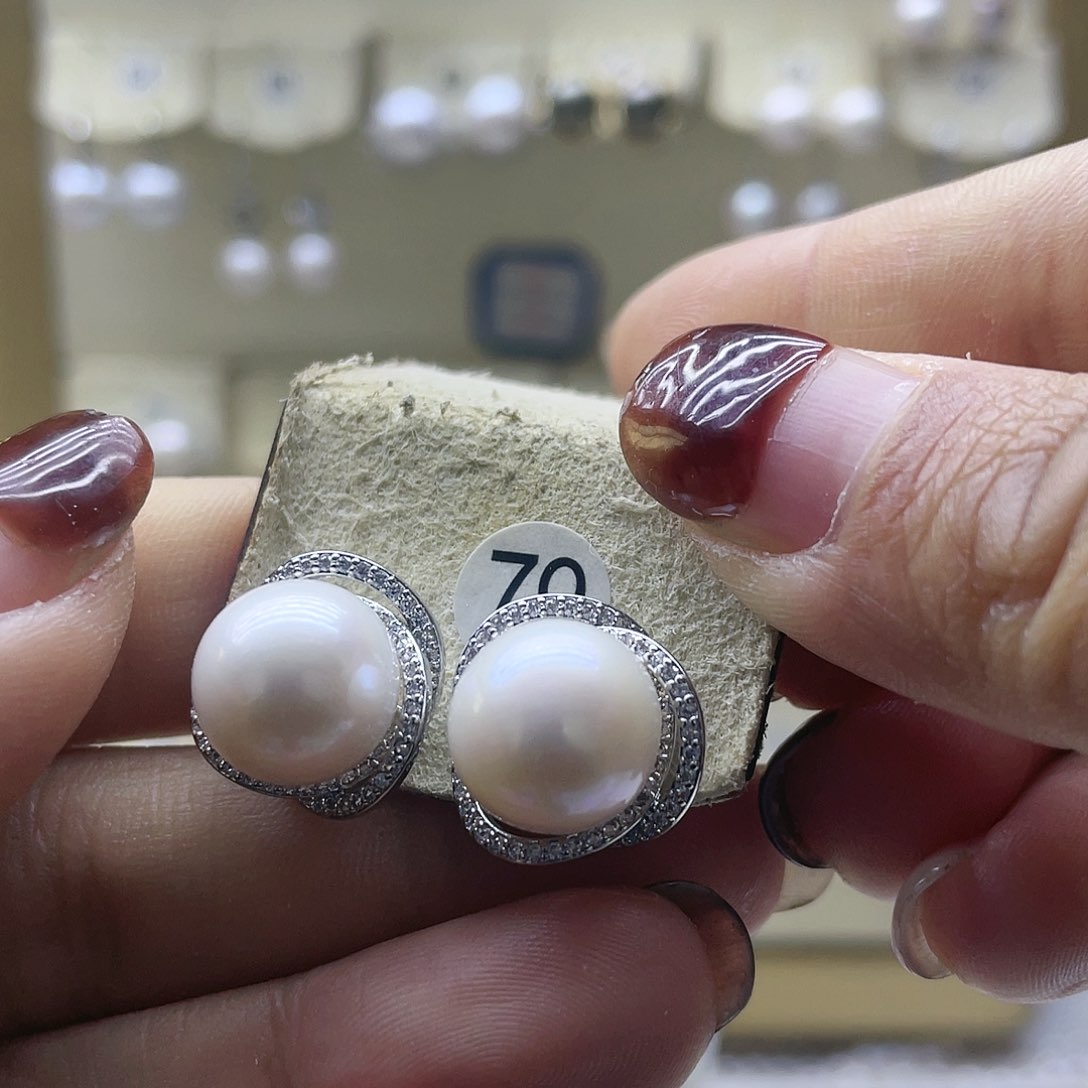 淡水珍珠耳饰银S925镶嵌