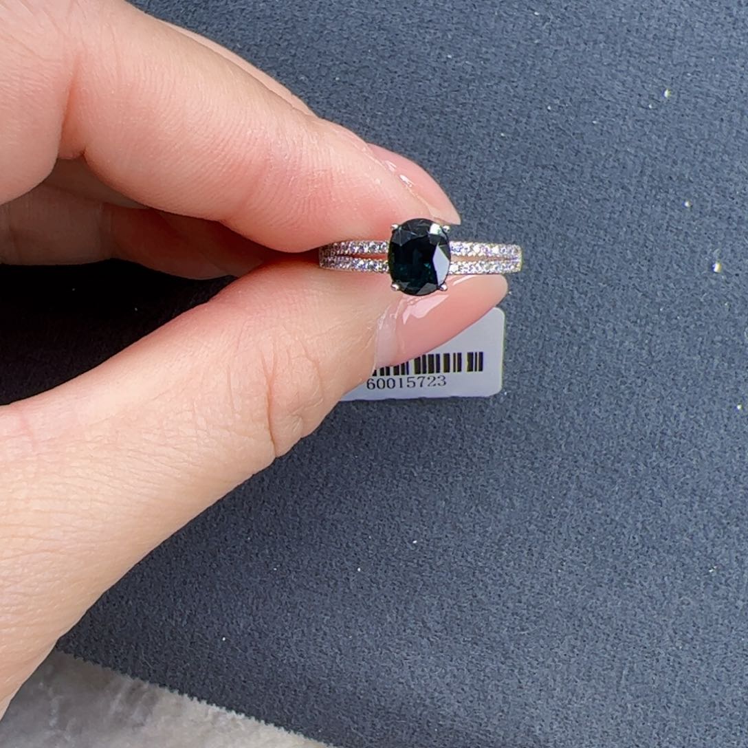 蓝宝石戒指银S925镶嵌
