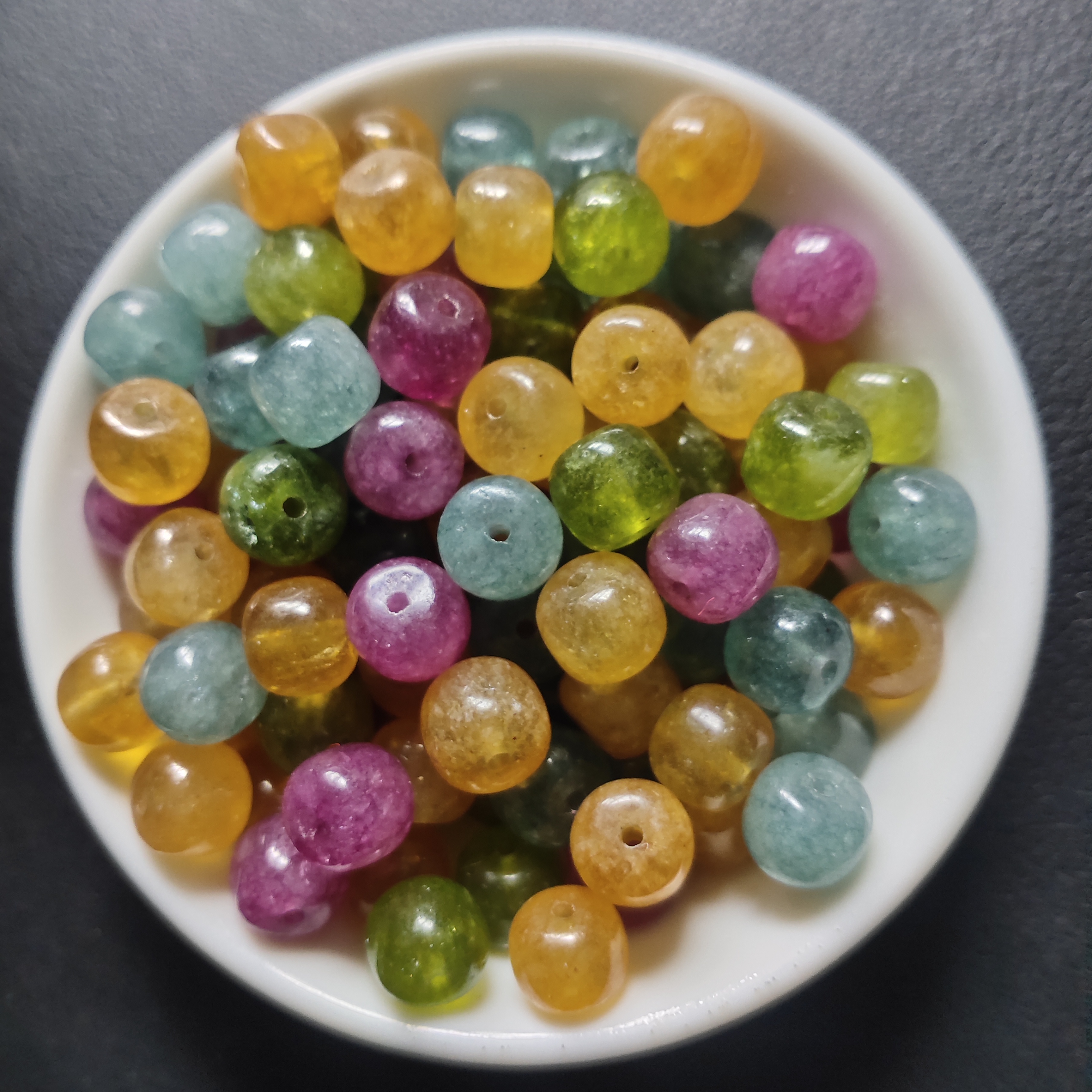 【散珠批发】W2503彩虹碧玺老型8*7MM*10颗