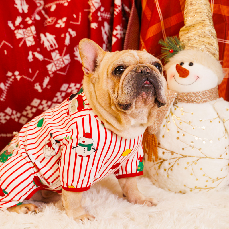 Tigerdog圣诞包肚护肚款法斗巴哥短粗胖狗新年装德绒保暖四脚衣服