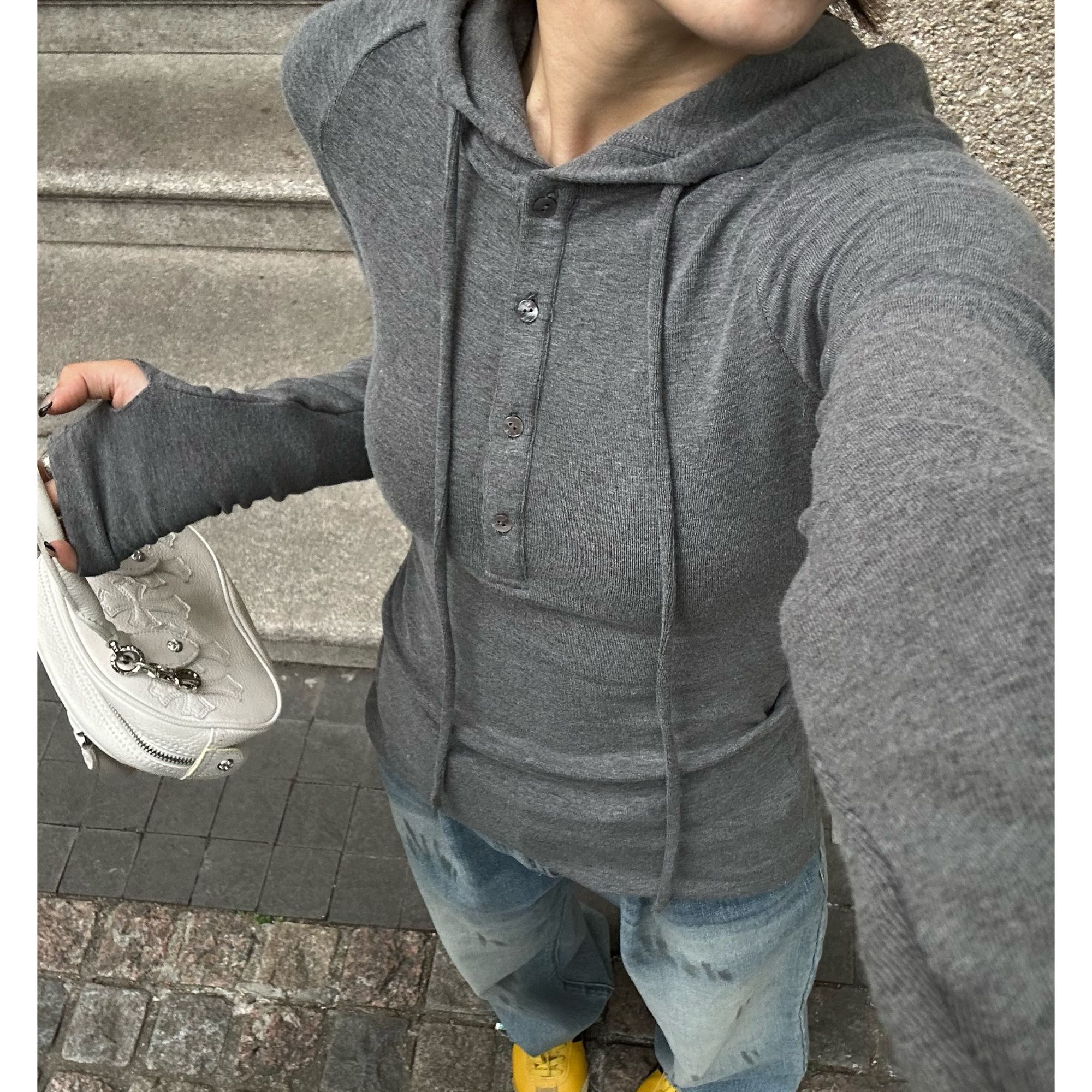 【NO退NO换】Our2【连帽亨利衫】修身设计感抽绳连帽卫衣打底【B7486】