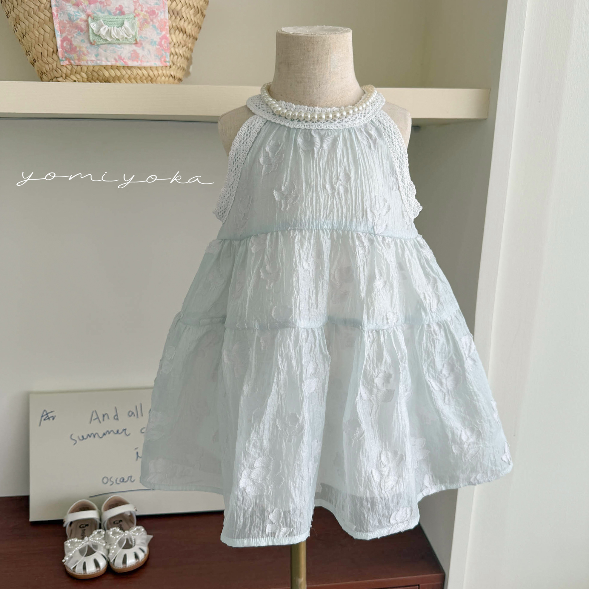 【现货】252-优米优卡-童装2025夏季新款刺绣领背心连衣裙-252091