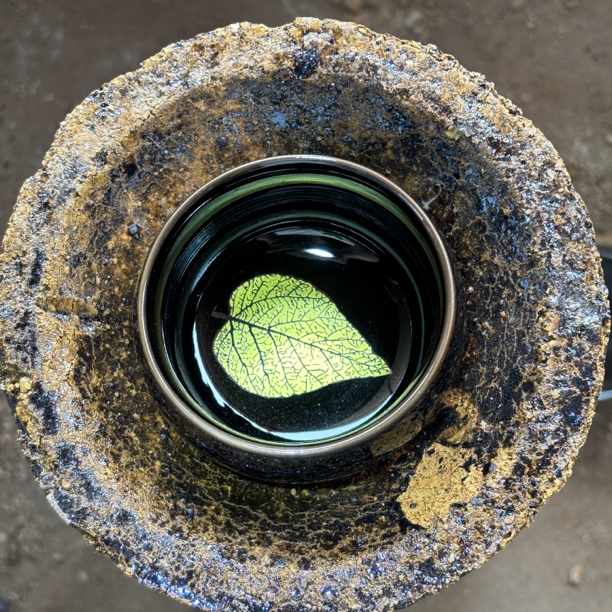 建窑建盏 山水木叶盏