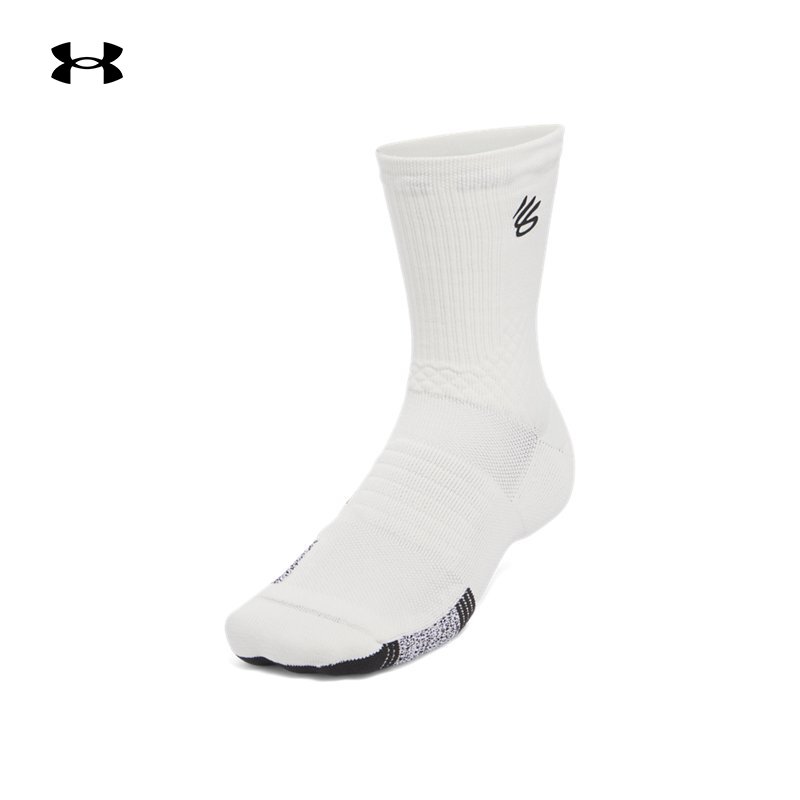 安德玛官方UA库里Playmaker男女情侣篮球运动中筒袜-1双装1376231