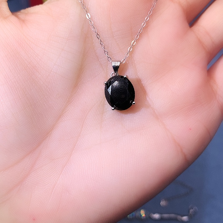 蓝宝石吊坠(赠链)银S925镶嵌