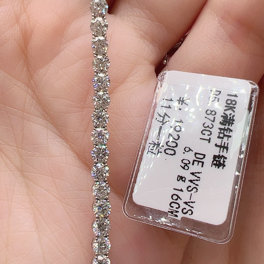 套链实验室培育钻石18K金镶嵌单颗11分，网球款手链