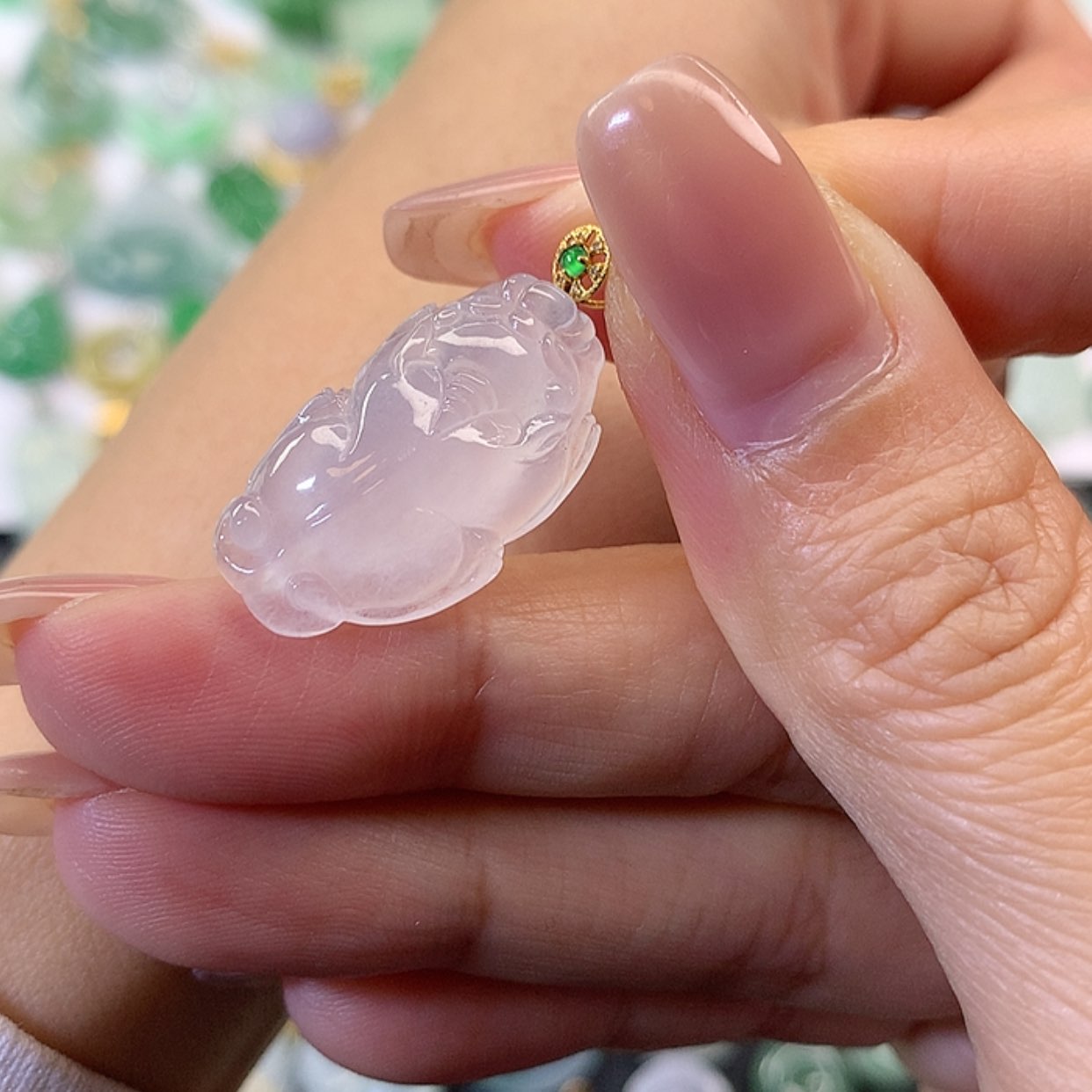 【闪购商品】翡翠吊坠(赠链)18K金镶嵌