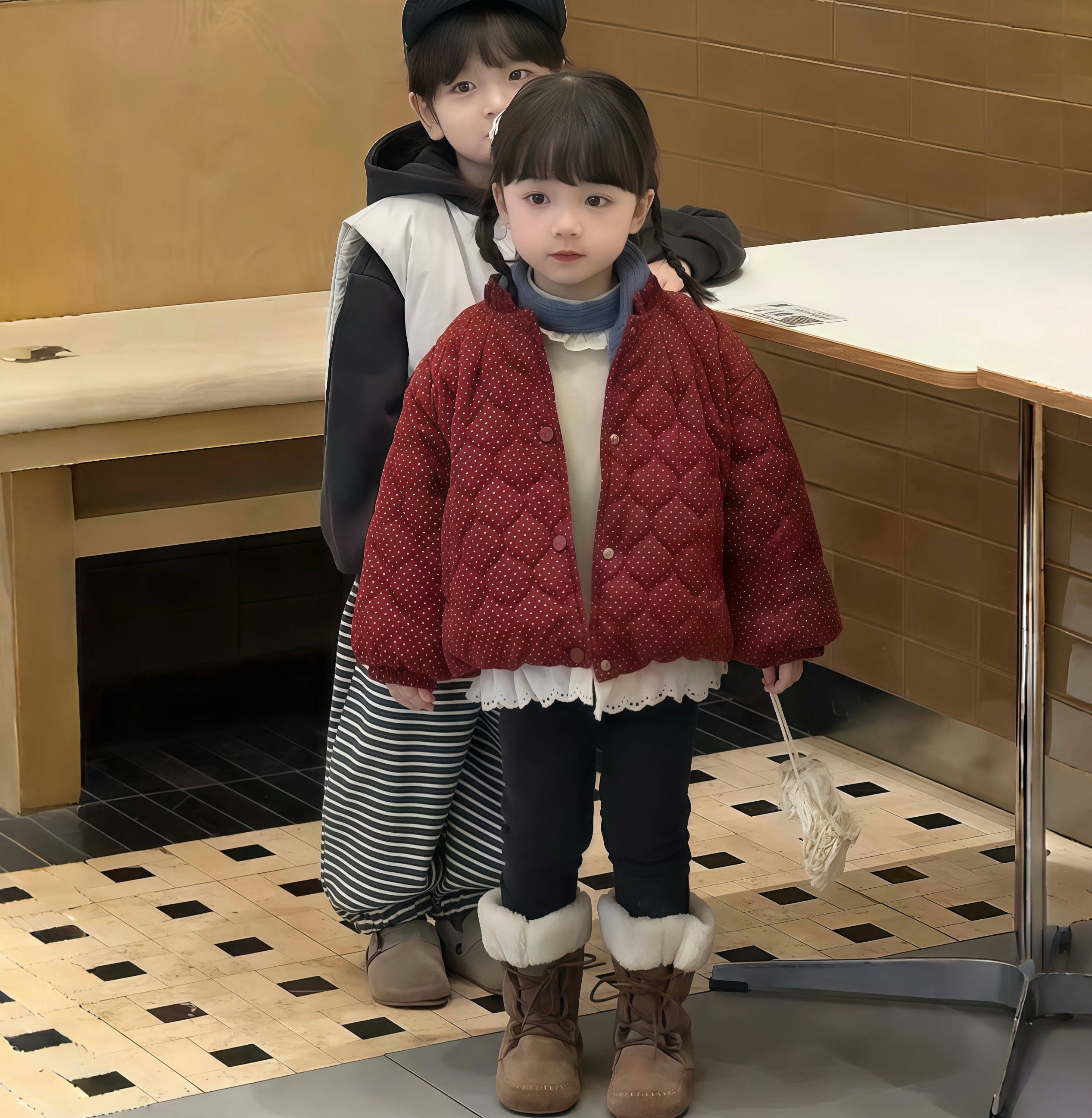 【2025冬装棉衣】韩版儿童洋气点子加绒棉衣女童花边加厚保暖外套