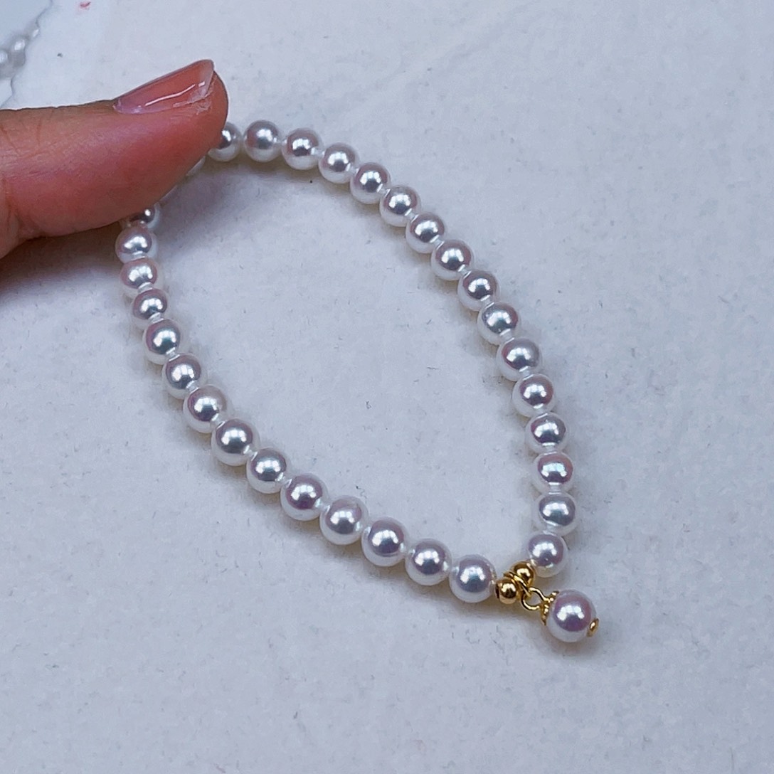 银S925镶嵌手绳淡水珍珠5-6天然淡水珍珠手链 