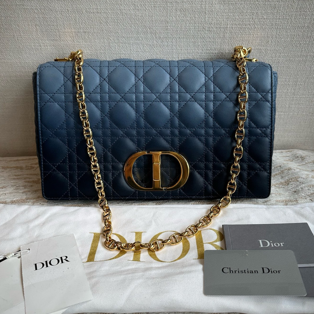 95新 DIOR/迪奥 97新-经典藤格纹渐变蓝色单肩斜挎包