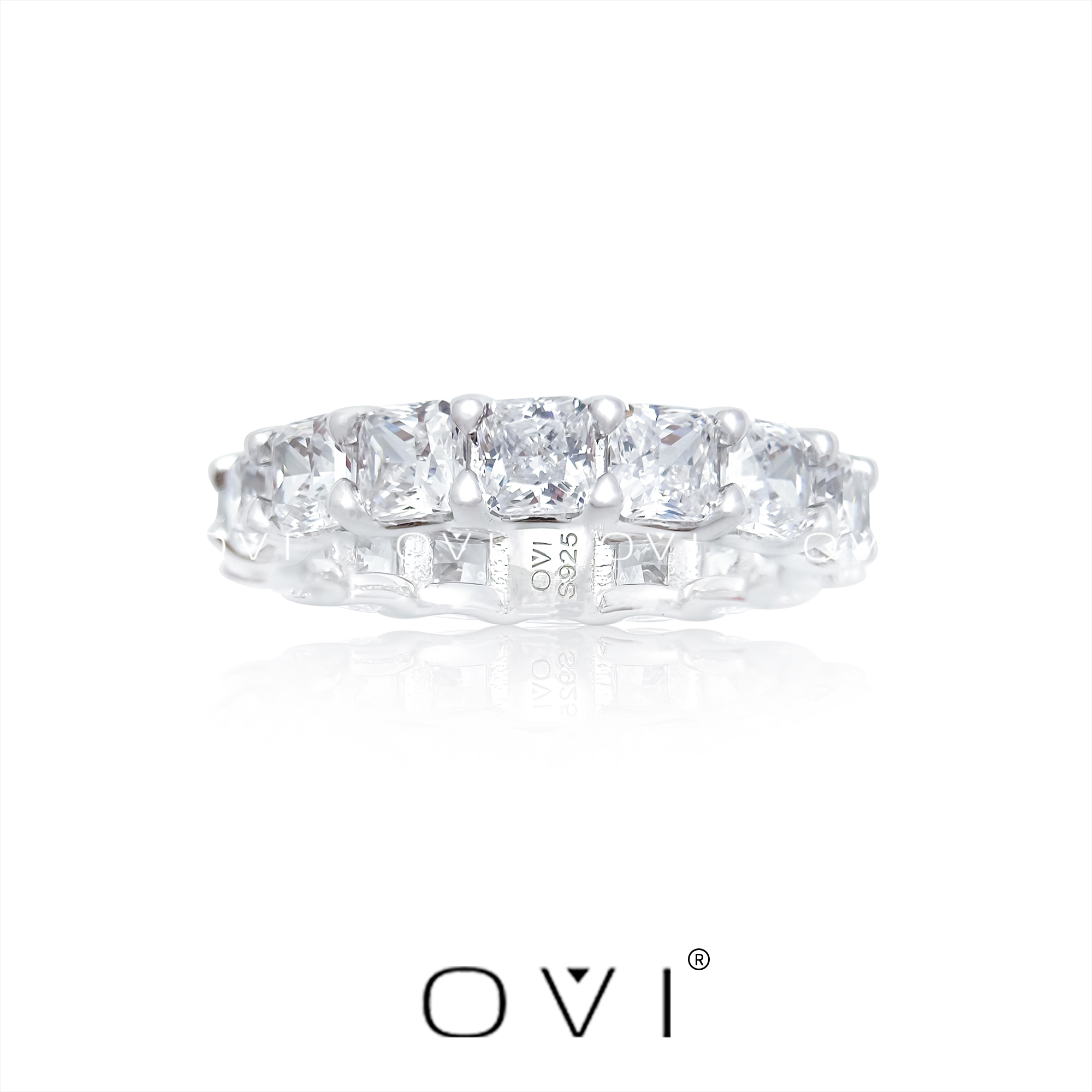 OVI 925银戒指 满天星6A阿斯切高碳钻爆闪高定排戒满钻高级感戒指