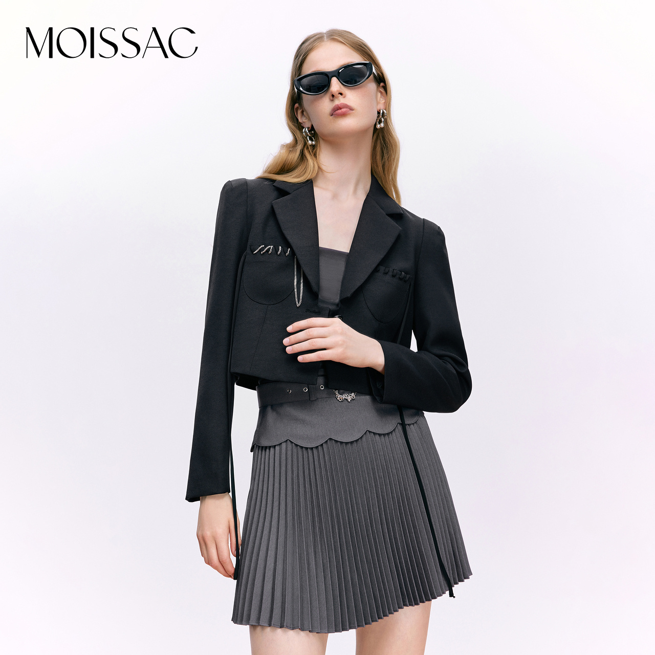 【达人专享】MOISSAC摩萨克秋法式简约风甜酷飒香风短西装外套女