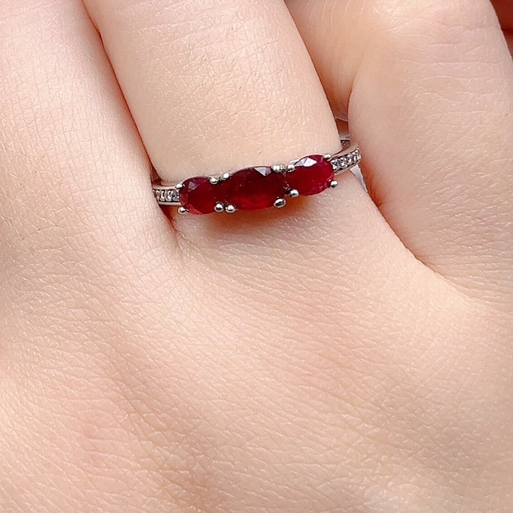 银S925镶嵌戒指红宝石