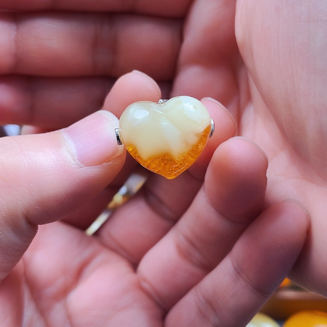 琥珀戒指银S925镶嵌戒指