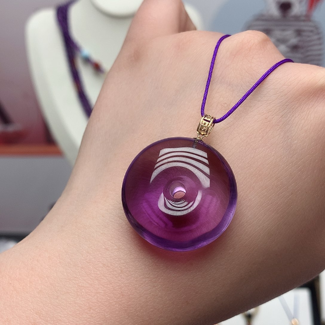 紫晶吊坠(赠链)18K金镶嵌