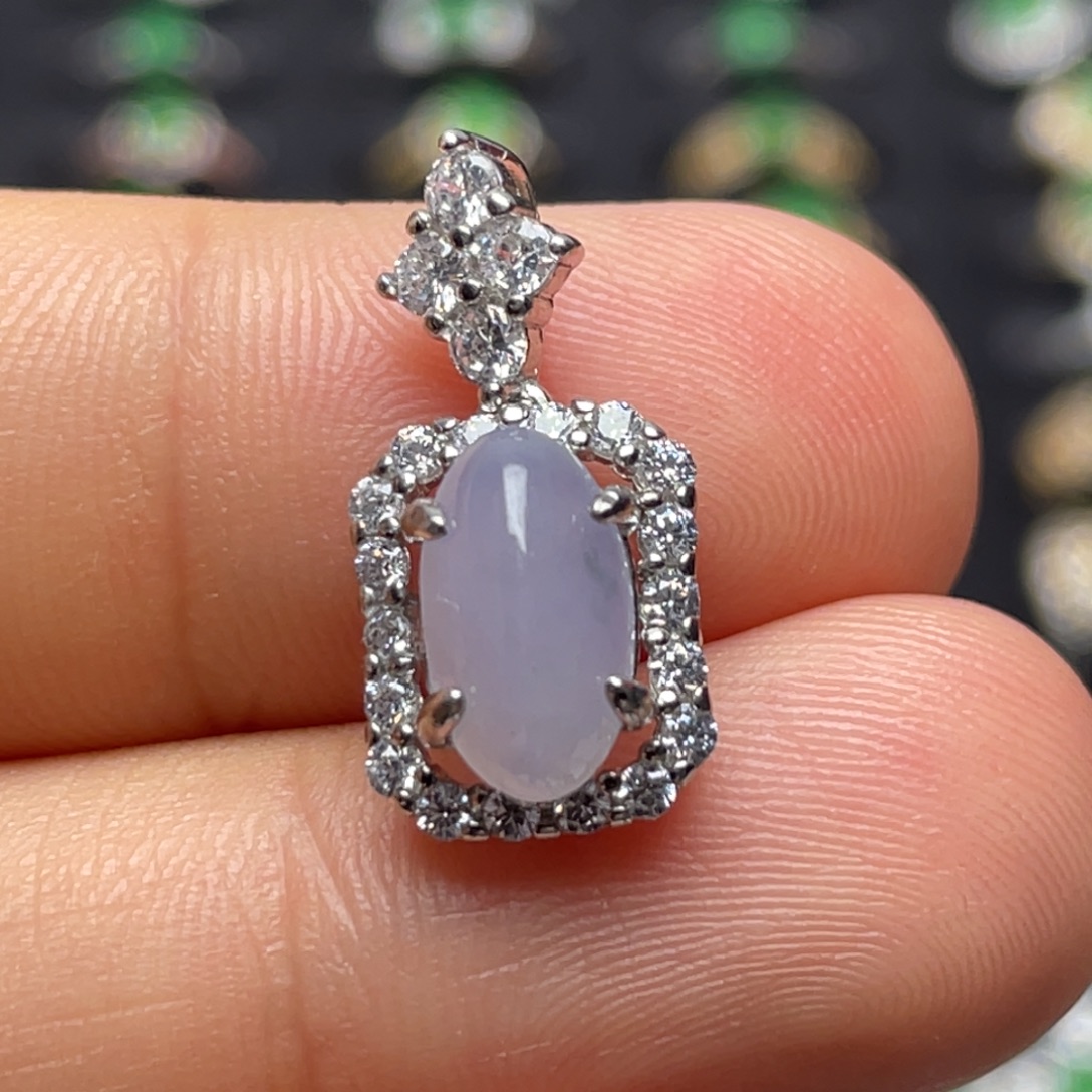 翡翠银S925镶嵌颈饰纯天然缅甸翡翠