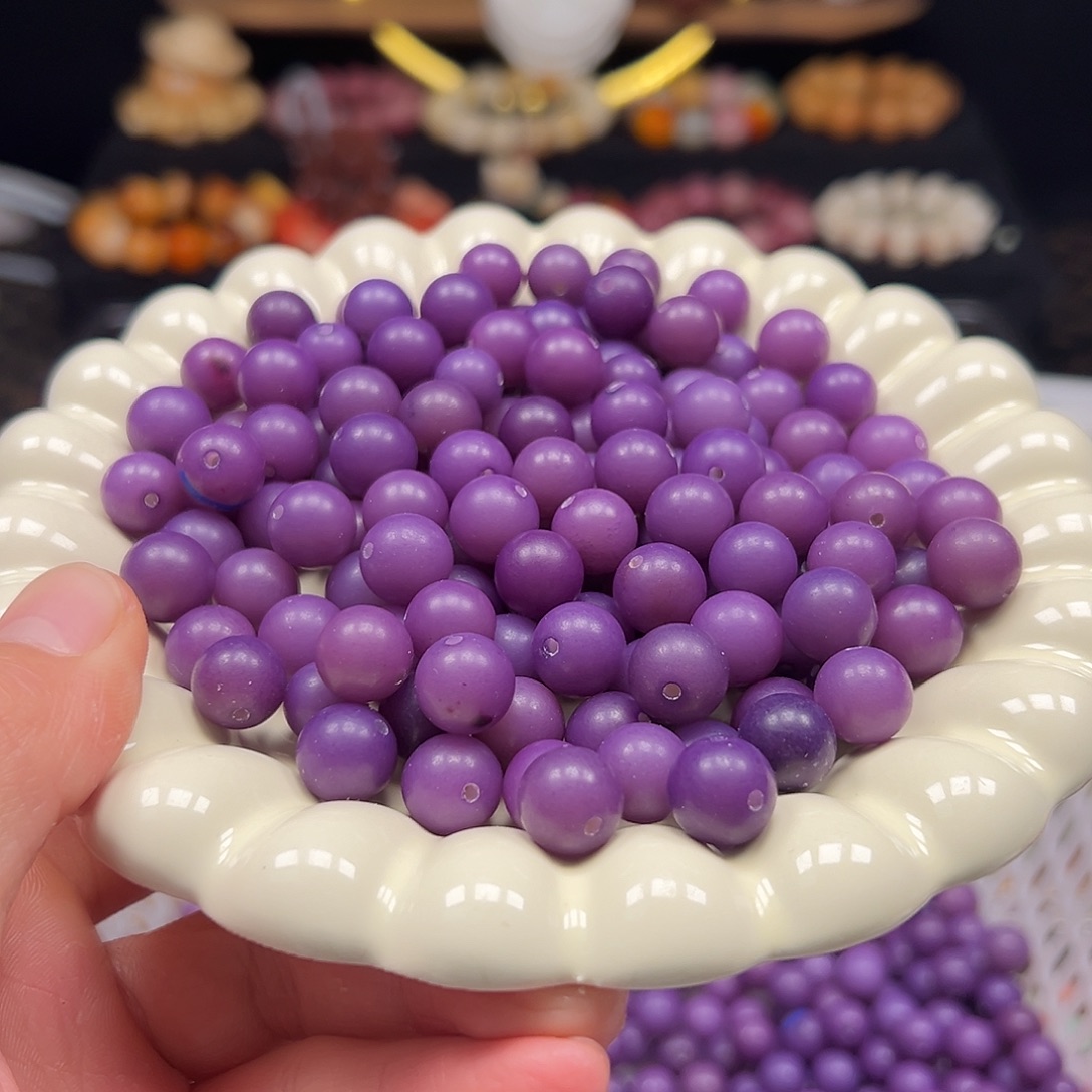 菩提根/象牙果手串微瑕卡11左右紫玉圆500颗