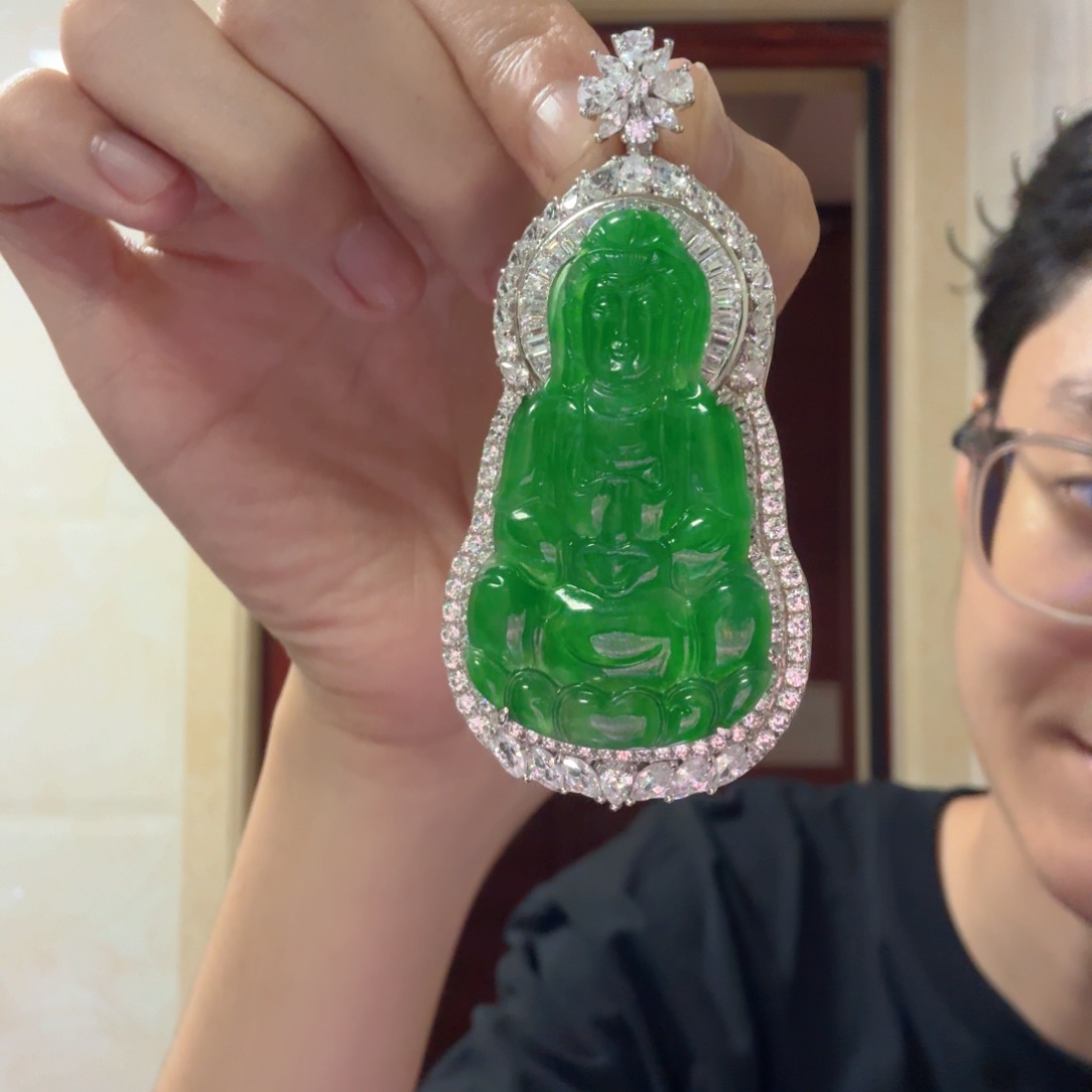 翡翠银S925镶嵌颈饰吊坠