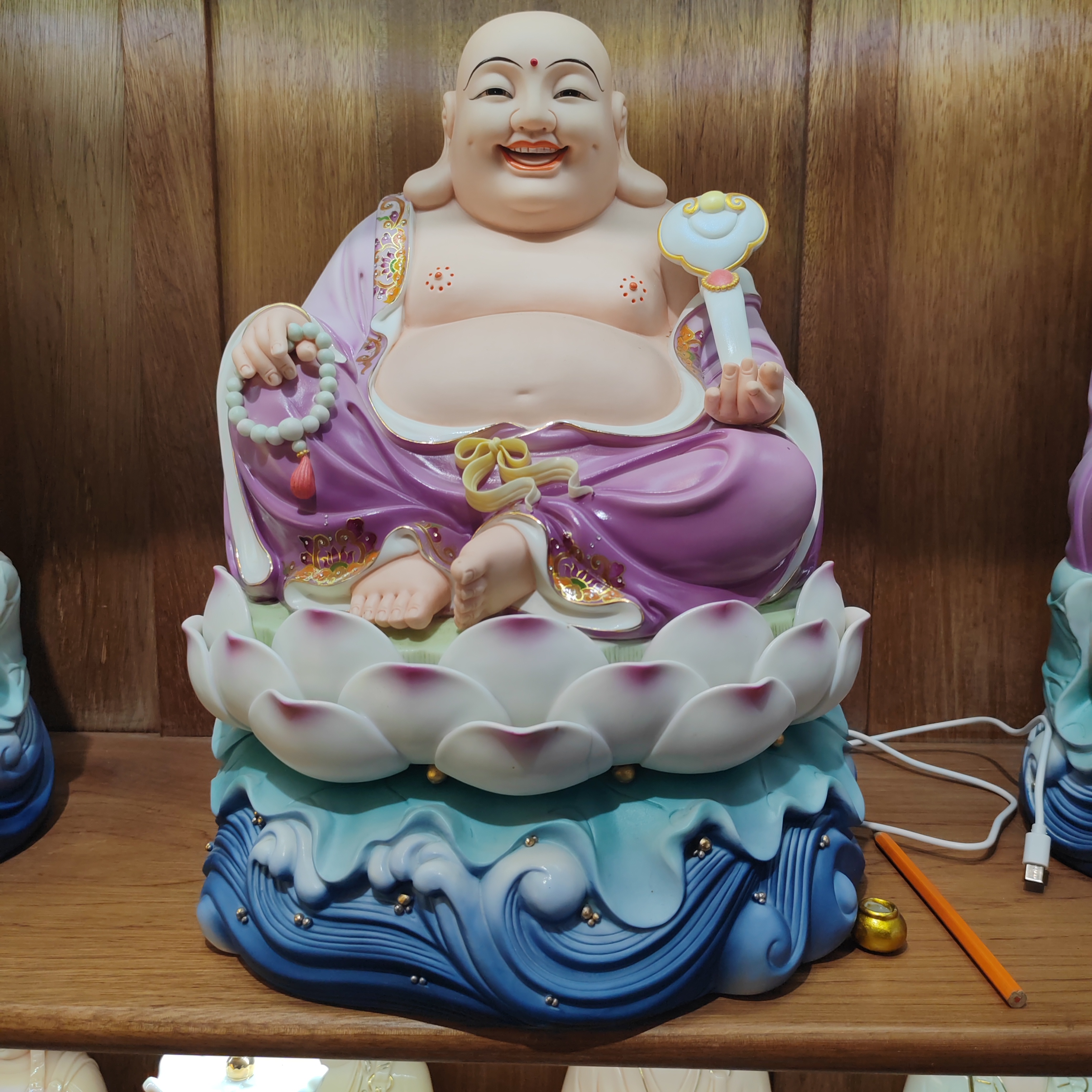 20寸手工全彩陶瓷如意弥勒佛