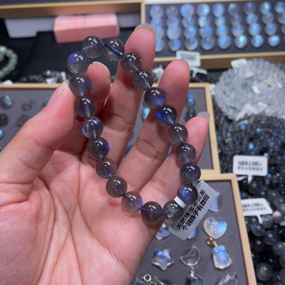 拉长石手链未镶嵌劉灰月光手链9.6m