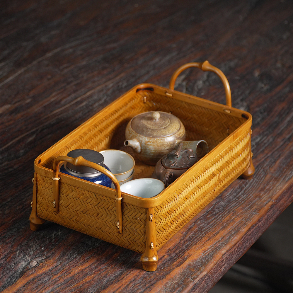 （寒山）竹编茶具收纳筐/灵峰竹居/原创非遗/筇竹柄/茶道配件茶周边