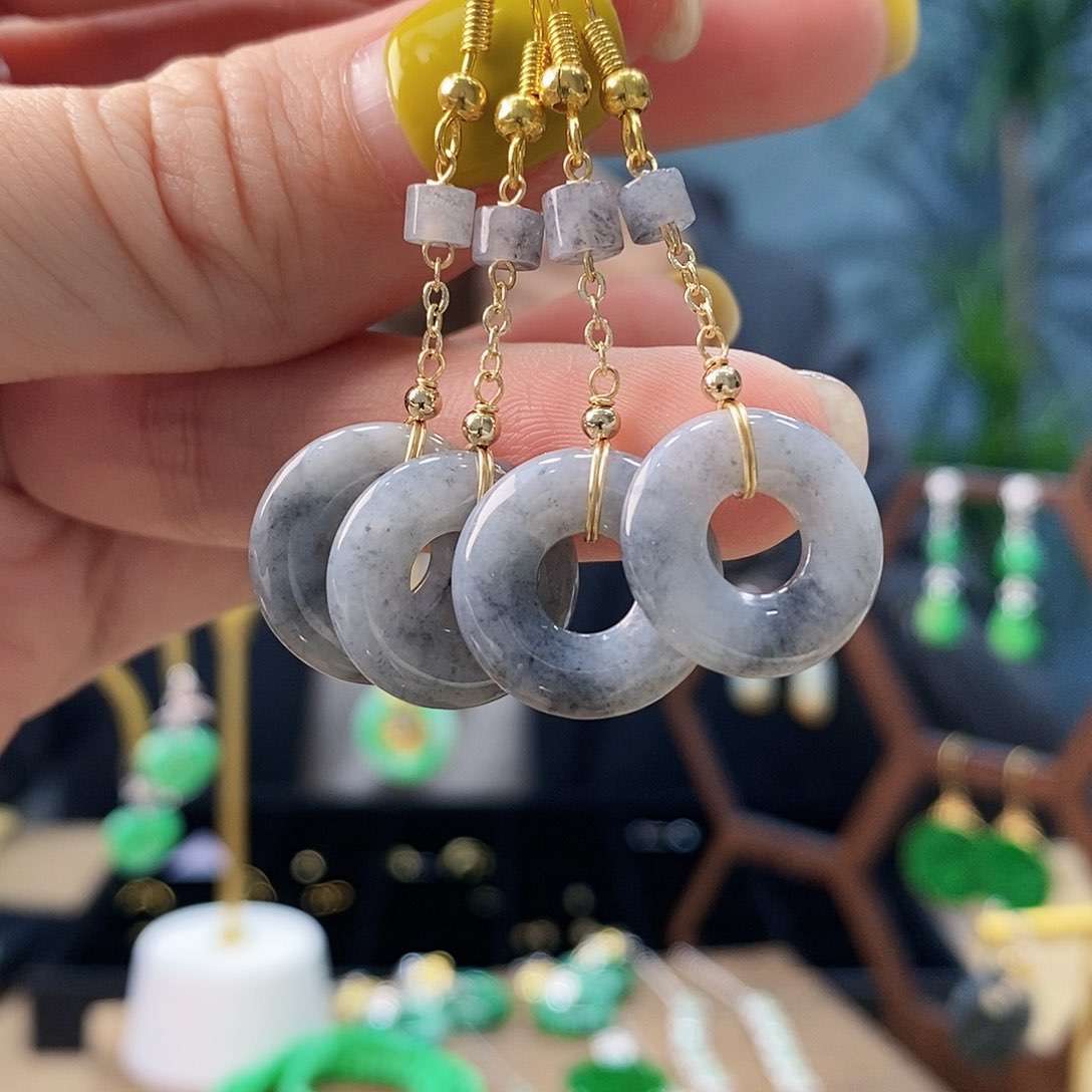 翡翠耳饰未镶嵌多样性一对