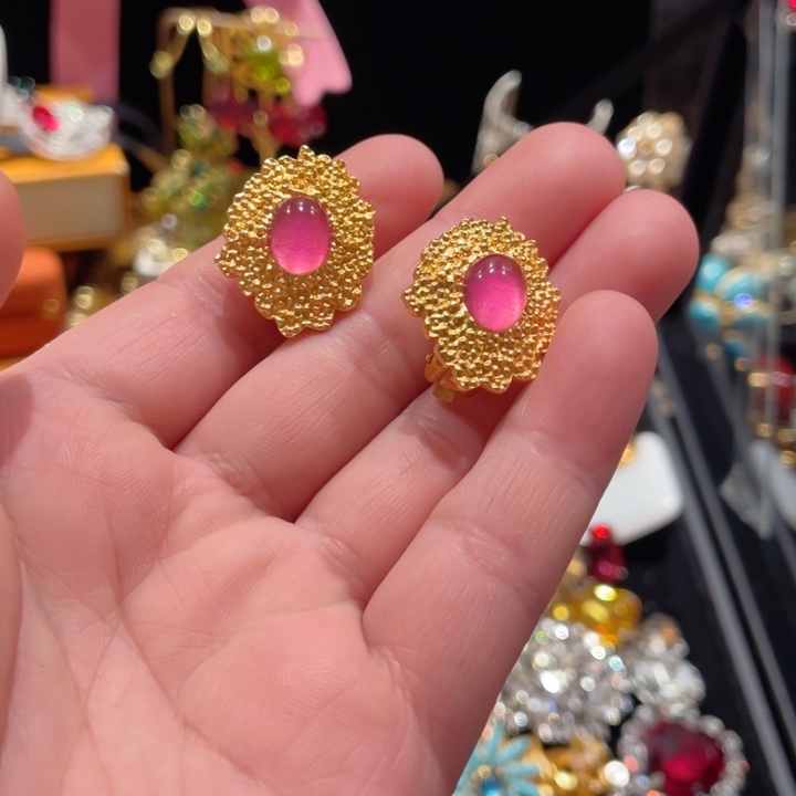 合成碳硅石纯铜树林精致熔岩琉璃耳夹