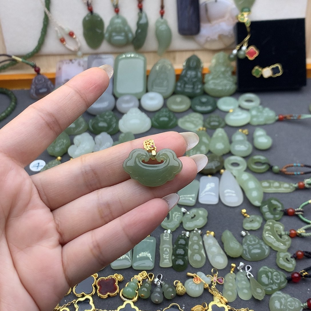 和田玉吊坠(不含链)银S925镶嵌