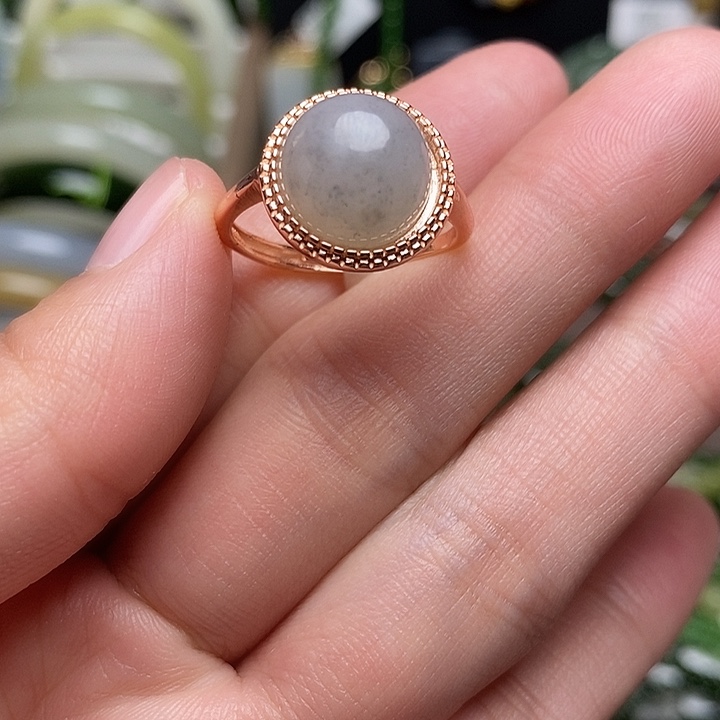 和田玉银S925镶嵌戒指