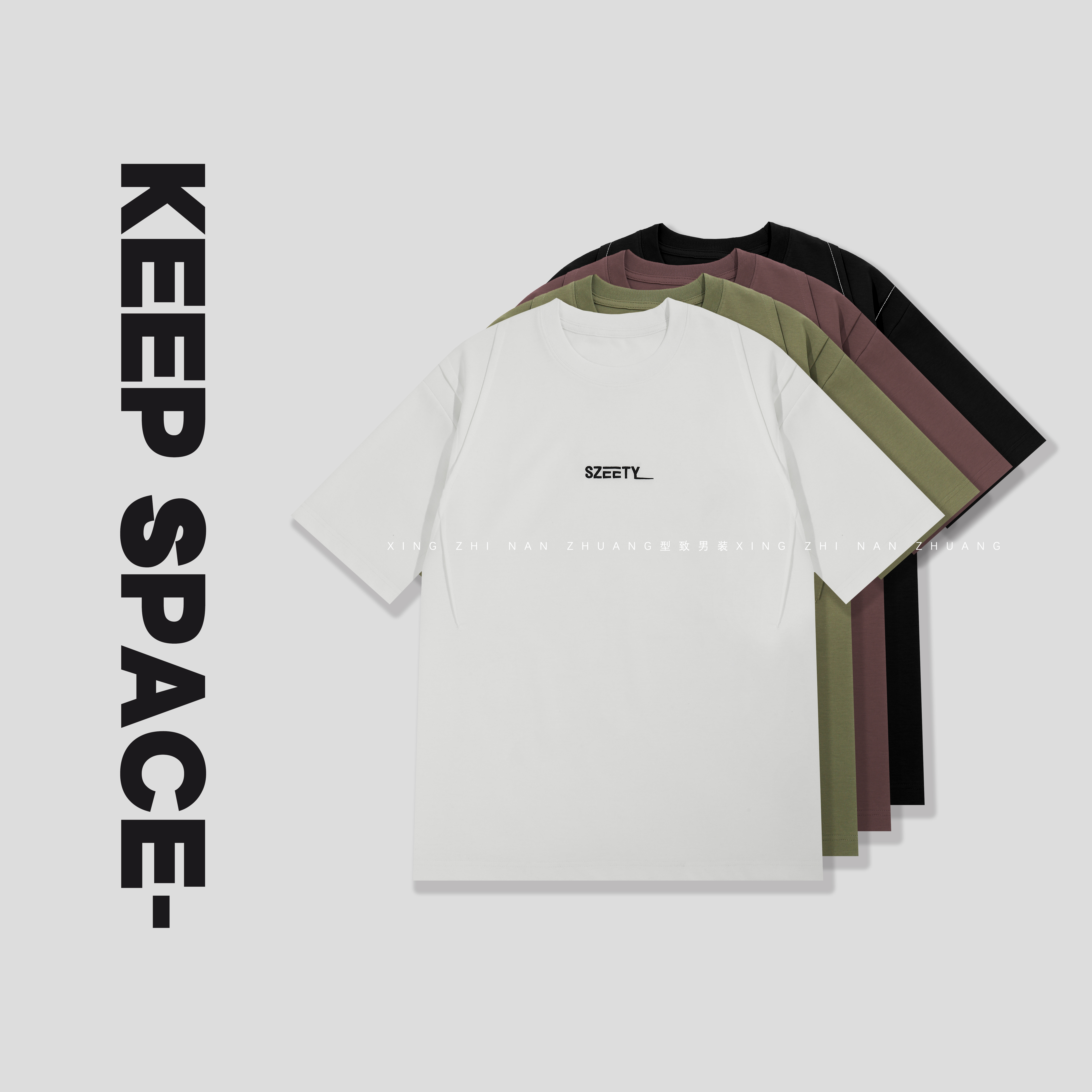 【240克匹马棉】美式字母立体解构剪裁百搭圆领T恤25210#1066