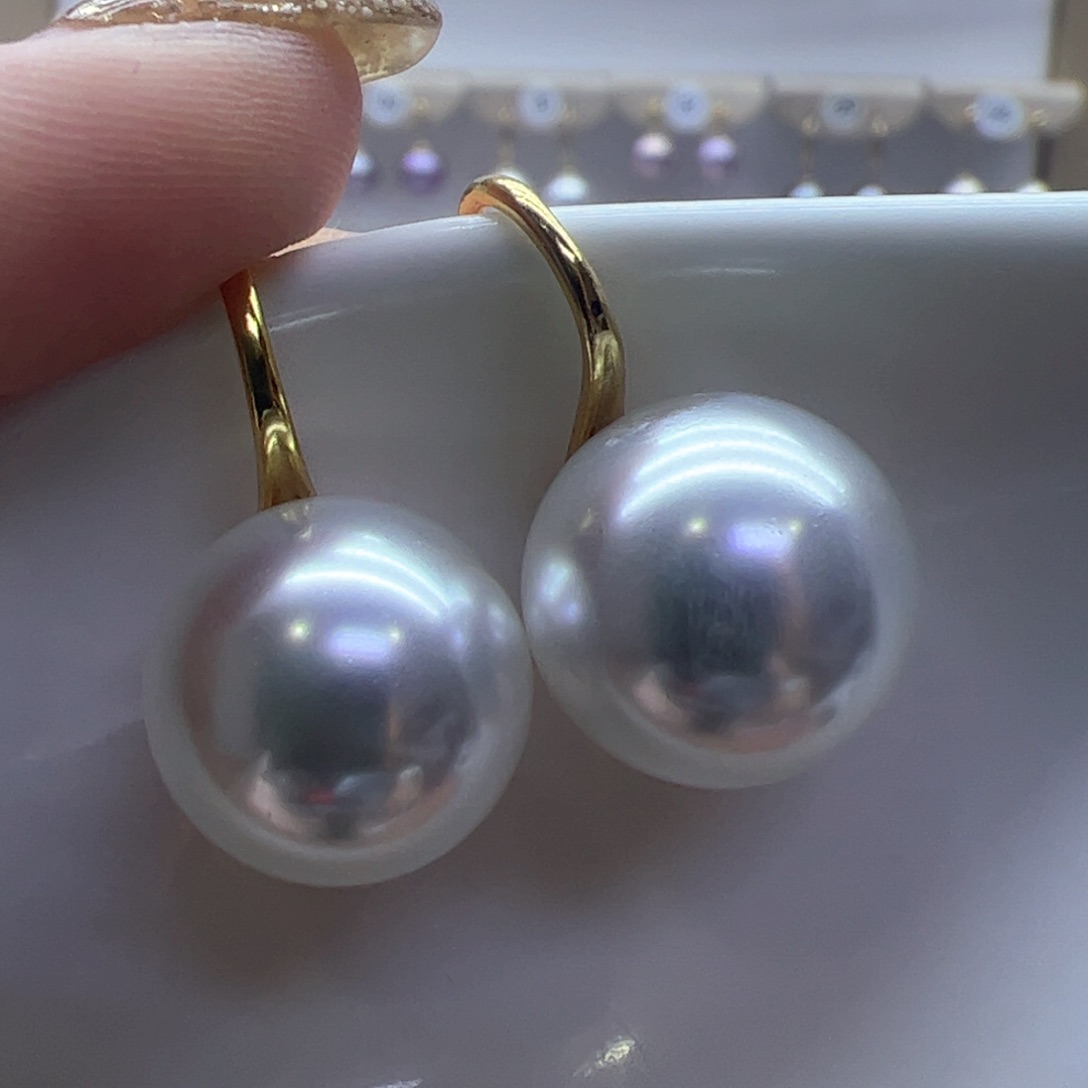 淡水珍珠耳饰18K金镶嵌
