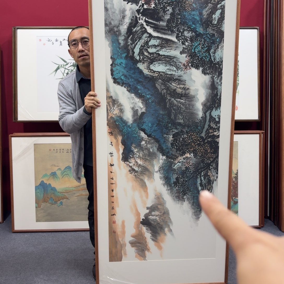 国画明*?手绘作品带框包邮