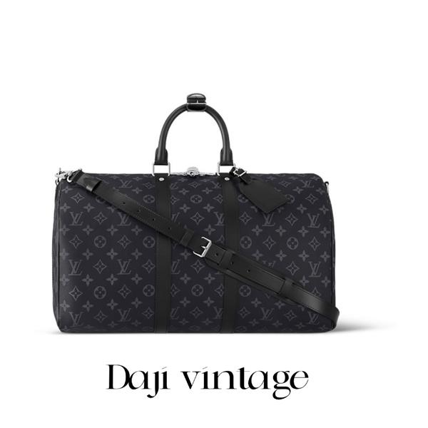 大吉中古/lv路易威登黑老花keepall45斜挎包
